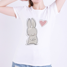 Милые женские летние белые футболки с принтом кролика из мультфильма, Модальные повседневные женские футболки, модная одежда, уличная футболка, топ 2024 - купить недорого