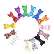 10pcs/lot 15 Colors Chic Kids 3" Glitter Leather Hair Bow With/Without Clips Glitter Felt Hair Flower Bowknot Hair Accessory 2024 - buy cheap