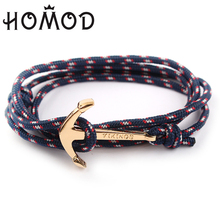 HOMOD Vintage Charm Bracelets & Bangles For Men Women Hot Handmade Rope Bangle Gold Color Anchor Vikings Bracelet 2024 - buy cheap