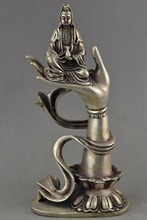 Elaborado prata tibetana enfeitada e decorada, sentada em forma de mão de buda kwan-yin 2024 - compre barato
