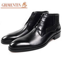 GRIMENTIN Brand Italian mens ankle boots genuine leather handmade black  business office men shoes for male boots 2024 - buy cheap