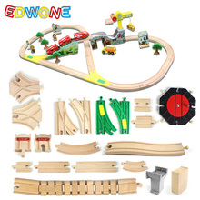 Деревянная железная дорога EDWONE, аксессуары для деревянной железной дороги, набор поездов, детские игрушки, рождественский подарок для детей 2024 - купить недорого