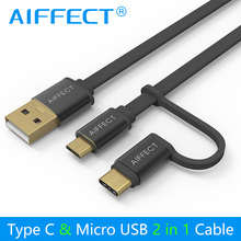 AIFFECT Mini Новый 2 в 1 Micro B к Micro USB кабель типа C для быстрой зарядки USB C кабель для передачи данных для устройств Micro USB Type-C 2024 - купить недорого