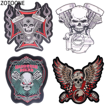 Zotoone punk caveira patches para as roupas, adesivo bordado para costura de roupas, decorações grandes aplicações de remendo 2024 - compre barato