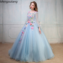 Robe de soiree Цветочная фея 2021 с длинным рукавом на шнуровке для банкета с длинное вечернее платье де Феста Выходные туфли на выпускной бал платья 2024 - купить недорого