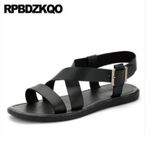 Roman Men Gladiator Sandals Summer Strap Designer Famous Brand 2021 Flat Open Toe Casual Black Outdoor Leather Beach Shoes 2024 - buy cheap