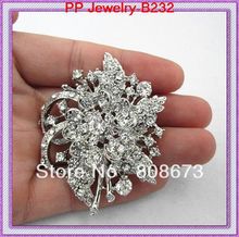 Rhodium Silver Plated Crystal Floral Brooch/Wedding Bouquet/Bidal Costume/Rhinestone Wholesale 6PCS/LOT 2024 - buy cheap