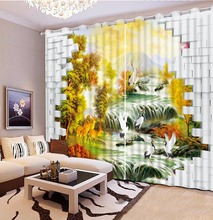 Cortinas grandes 3d chinesas janela cascata paisagem cortinas para quarto macio janela de hotel 2024 - compre barato