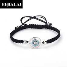 Simple Style Round Shape Charm Bracelet Paved with Crystal Blue Zirconia Black Macrame Bracelet Adjustable for Party Friend Gift 2024 - buy cheap