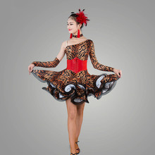 Леопардовое платье для латинских танцев для взрослых, костюм для женщин, конкурс латиноамериканских танцев 2024 - купить недорого
