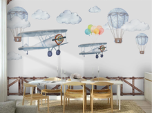 Papel de pared del dormitorio para niños, Mural de avión, globo de aire caliente, fondos de pantalla de fotos, rollo de papel de contacto, cubierta de pared de lona impermeable 2024 - compra barato