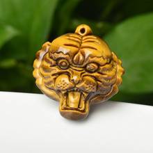 Hand Made Natural Tiger eye stone Pendant Gold Tiger Head Pendants Necklace For Women Men pendants Fashion Jewelry 2024 - buy cheap