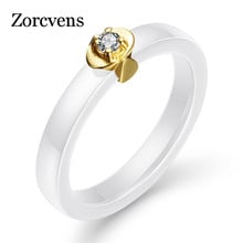 ZORCVENS New Black Gold Color Ceramic Ring Cubic Zirconia Gold Color Flower Weeding Ring for Women 2024 - buy cheap