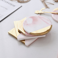 1pcs Nordic Style  Gold-Plated Ceramic Cup Mat, Marble Heat Insulation Pad, Phnom Penh Cup Mat, Anti ScaldingTeacup Pink Mat 2024 - buy cheap