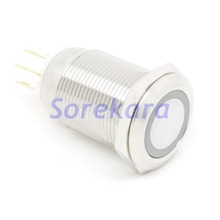 19mm Stainless Steel Ring LED Color BLUE Momentary 1NO 1NC Pushbutton Switch Pin Feet For Auto IP65 UL 6V/12V/24V/110V/220V 2024 - buy cheap