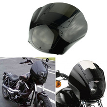 Black and Smoke Quarter Headlight Fairing Windshield Windscreen for Harley XL Iron 883 XL883N Fat Bob Dyna FXR 1986-2016 2024 - buy cheap