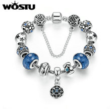 Hot Sale  Silver Charm Bracelet For Women Blue Fascinating Beads Fit Original Bracelet DIY Jewelry Pulseras Gift SDP1494 2024 - buy cheap