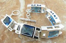 wholesale 925 silver blue topaz fashion bracelet 925 silver jewelry bracelet women men free shipping 5N34 2024 - купить недорого
