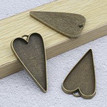 5 pçs/lote da forma do coração de bronze Antigo cameo configurações da base cabochão diy bandejas pingente em branco para fazer jóias 2024 - compre barato