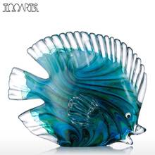 Tooarts Blue Glass Statuettes Tropical Fish Figurine Home Decor Art Animal Artificial Craft Gift For Home Decoration Accessories 2024 - buy cheap