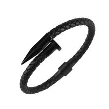 Bracelets Men bracelets Bangles Men Leather Nail Bracelet Charm Love Cuff Bracelet Masculina Fashion Men Jewelry Gift Wholesale 2024 - buy cheap