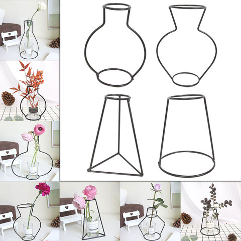 1 шт. вечерние декоративные вазы, абстрактные черные линии, Минималистичная абстрактная железная ваза, высушенные цветочные стеллажи для вазы, скандинавские цветочные украшения 2022 - купить недорого