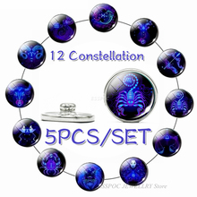 5PCS/SET 12 Constellation Zodiac Art Jewelry 16MM Glass Dome Cabochon Button Base Handmade Jewelry Making Clothes Accessories 2024 - buy cheap