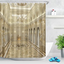 LB 72'' Waterproof Luxury Decoration Crystal Palace Hall Shower Curtain Liner Bathroom Curtains Fabric for Bathtub Home Decor 2024 - buy cheap