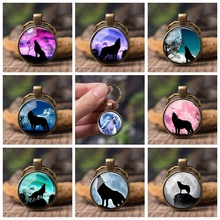 Aggressive Wolf Glass Cabochon Metal Keychain Wolf Key Chains Ring Wolf Jewelry Fashion Accessories Pendant Women Men Gift 2024 - buy cheap