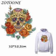 ZOTOONE Flower Skull Heat Transfer Clothes Stickers Patches for T Shirt Jeans Iron-on Transfers DIY Decoration Applique Clothes 2024 - buy cheap