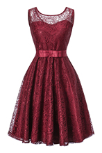 Pink Burgundy Elegant Cocktail Dresses A-line Sleeveless Knee Length Lace Backless Evening Party Homecoming Dresses with sash 2024 - buy cheap