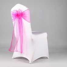 150pcs/lot  banquet chair covers sash/ orgaza  rose red  chair bows for  wedding  decoration 2024 - buy cheap