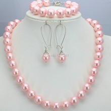 Special Offer Christmas Gifts Girls 10mm Pink Glass Pearl Beads Necklace Bracelet Earrings Sets Jewelry Making Design For Women 2024 - buy cheap