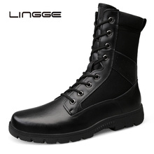 LINGGE Plus Size Genuine Leather Boots Men Military Desert Boots Shoes Men Ankle Boots Botas Tacticos Zapatos 2024 - buy cheap