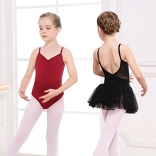 Macacão de algodão suspensório para meninas, roupa uniforme de dança para balé com suspensórios, saia para ginástica infantil 2024 - compre barato