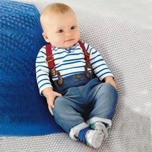Conjunto de roupas para crianças pequenas com listras azuis e camisetas de manga comprida + macacão jeans 2024 - compre barato