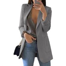 Fashion Women Office Suit Solid Color No Button Lapel Slim Fit Blazer Coat new 2024 - buy cheap