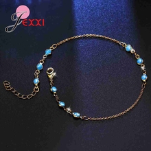 Elegance 925 Sterling Silver Women Girls Bracelets With Lake Blue Stones For Wedding Party Top Qaulity Accessories 2024 - buy cheap