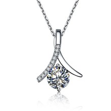 Excelente artesanía G14K 585, joyería brillante de 1Ct, colgante de diamante de corte redondo, colgante de boda de oro blanco de 14K sólido 2024 - compra barato