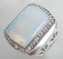 Ожерелье из настоящего природного кольцо с белым опалом AAA Класс Размеры: 6, 7, 8, 9 2024 - купить недорого