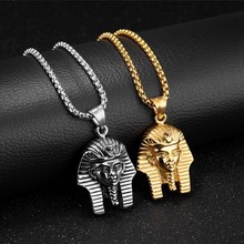 Men Hip hop Pendant Stainless steel Egyptian Pharaoh Head Pendant Necklaces Chain Punk Jewelry 2024 - купить недорого