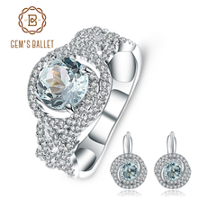 Серьги и кольцо женские из серебра 925 пробы с натуральным голубым топазом карата 2024 - купить недорого