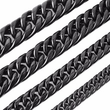 Fashion Stainless Steel Curb Cuban Link Chain Necklace for Men Women Black Steel Curb Chain Fashion Mens Jewelry 7-40" 2024 - buy cheap
