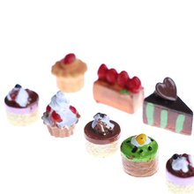 8pcs/lot Charm Craft Fake Kitchen Toys Resin Miniature Food 3D Strawberry Chocolate Cake Art Supply Decoration 2024 - buy cheap