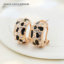 Rose Gold Color Brand Design Austrian Rhinestones Leopard Grain Spotted Style Lady Earrings Wholesale 2024 - buy cheap