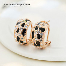 Rose Gold Color Brand Design Austrian Rhinestones Leopard Grain Spotted Style Lady Earrings Wholesale 2024 - купить недорого