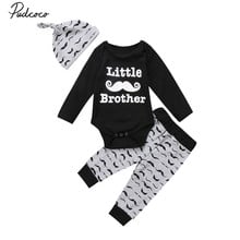 2017 Brand New Newborn Toddler Infant Baby Boy Clothes Long Sleeve Tops Romper Pants Leggings Hat 3Pcs Set Little Brother Outfit 2024 - buy cheap