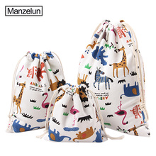 Flamingo Cotton Earphone Storage Bag Animal Printing Women Travel Bag Portable Drawstring Cosmetic Jewelry Gift Pouch Organizer 2024 - buy cheap