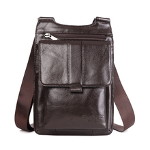 Mini bolsa transversal masculina, bolsa de ombro pequena de couro genuíno casual mensageiro 2024 - compre barato