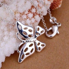fine silver plated pendant 925-sterling-silver jewelry butterfly pendants necklace for women men +chain SP097 2024 - buy cheap